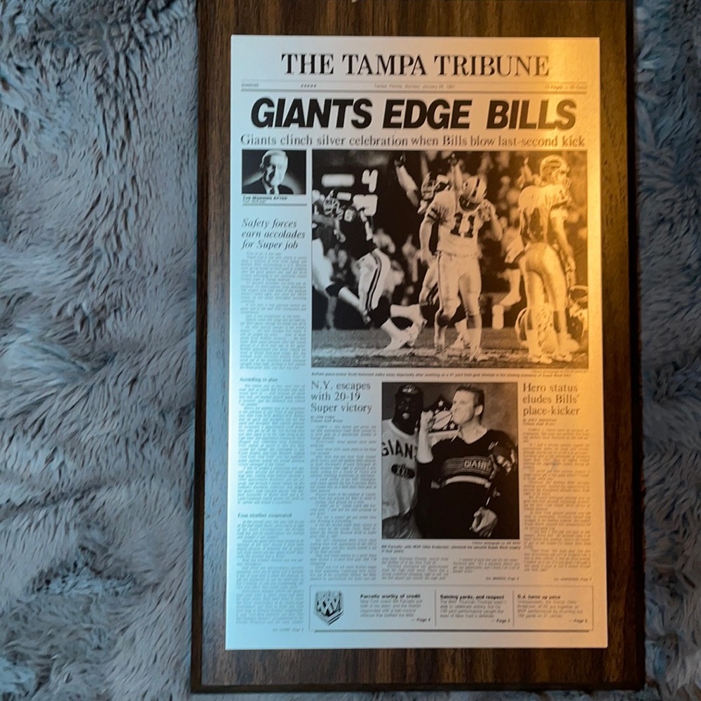 Super bowl XXV New York giants Buffalo bills nfl plaque collectible